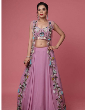 Pretty Pastel Lehnga & Long Jacket Set