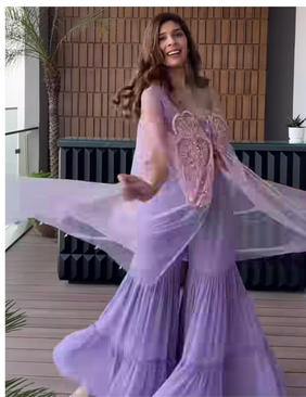 Lilac Cape Gharara set