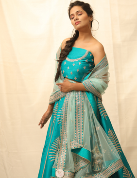 Teal The Show Silk Lehnga Set