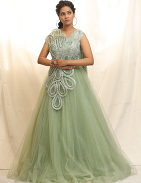 Sage Green Tulle Gown